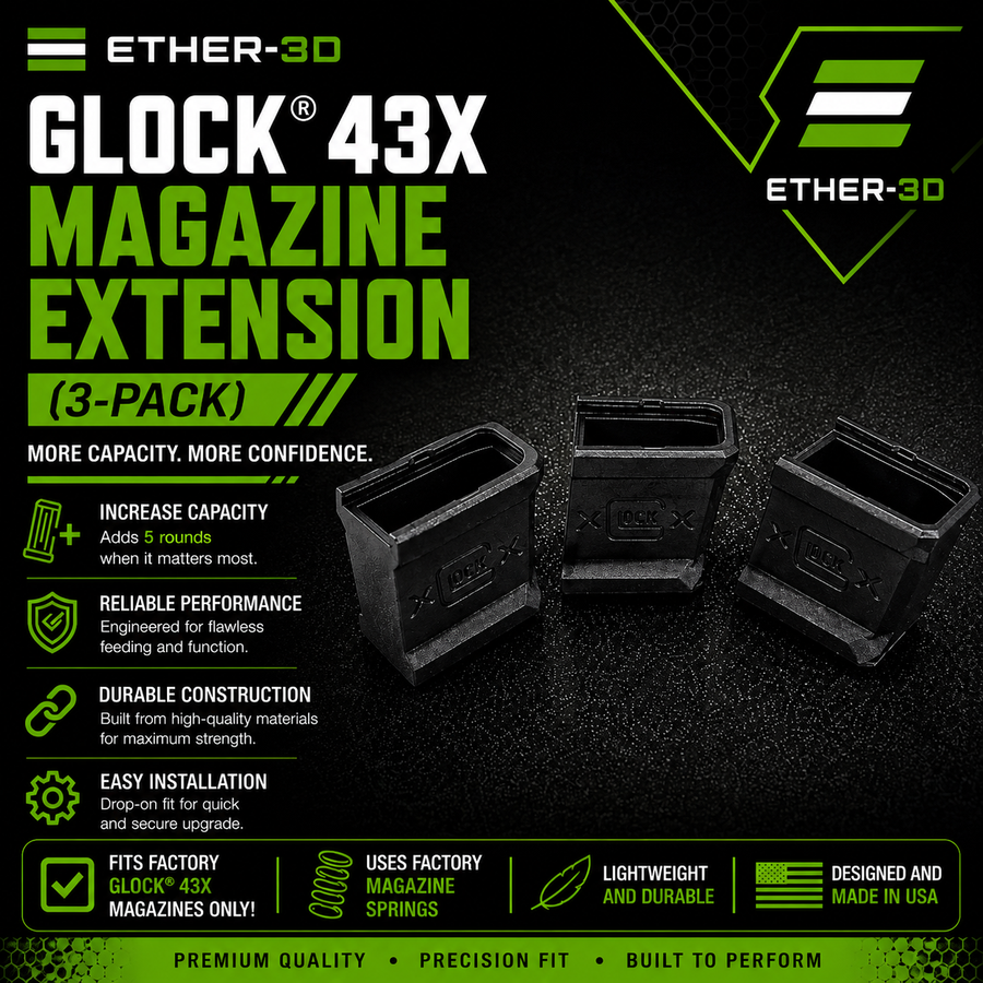 Glock 43X Magazine Extension (3 pack)