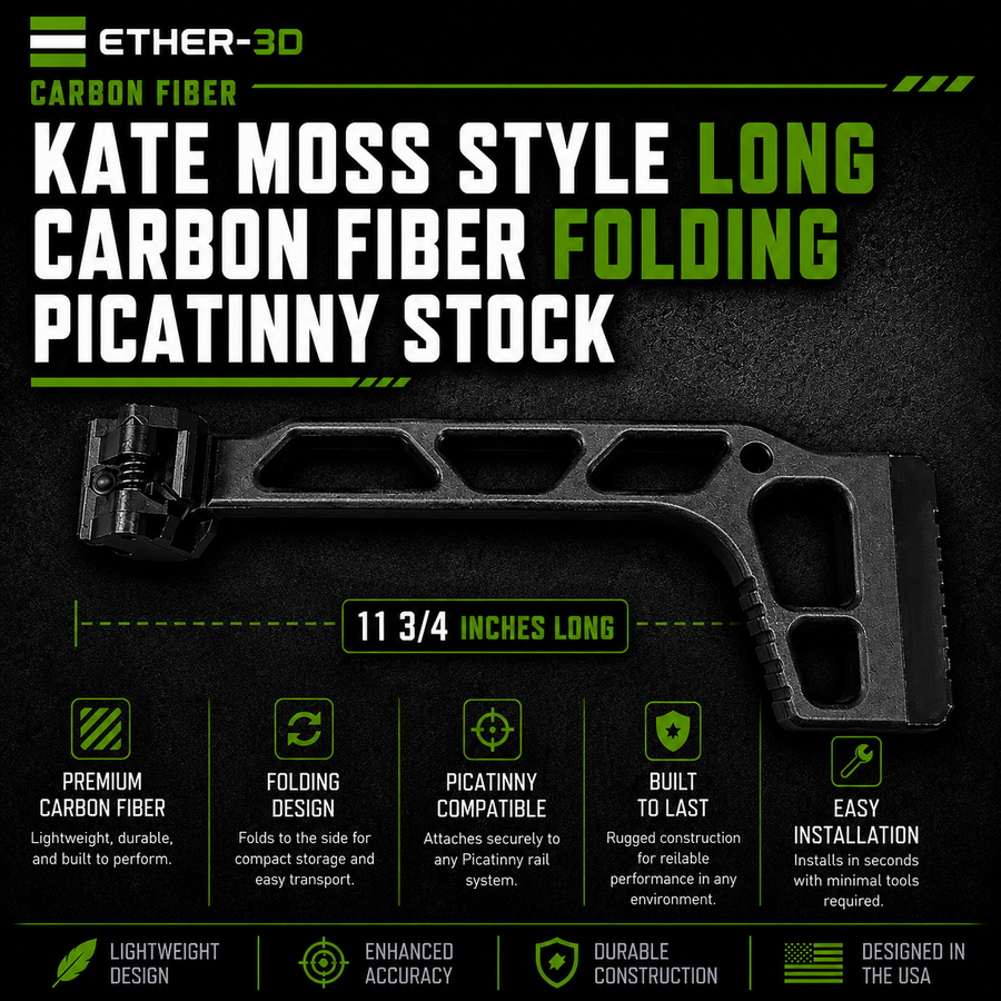 Kate Moss Style Long Carbon Fiber Folding Picatinny Stock