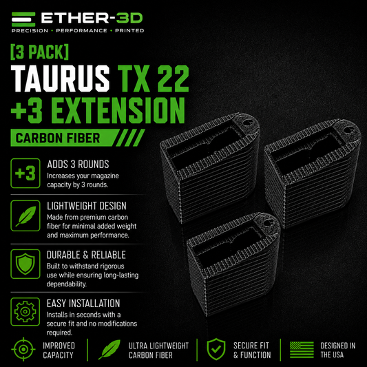 Taurus TX22 +3 Magazine Extension – 3 Pack – Carbon Fiber