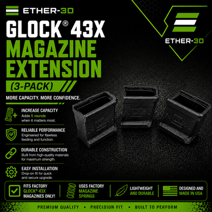 Glock 43X Magazine Extension (3 pack)