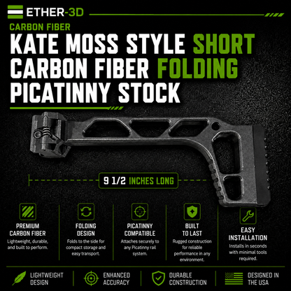 Kate Moss Style Short Carbon Fiber Folding Picatinny Stock