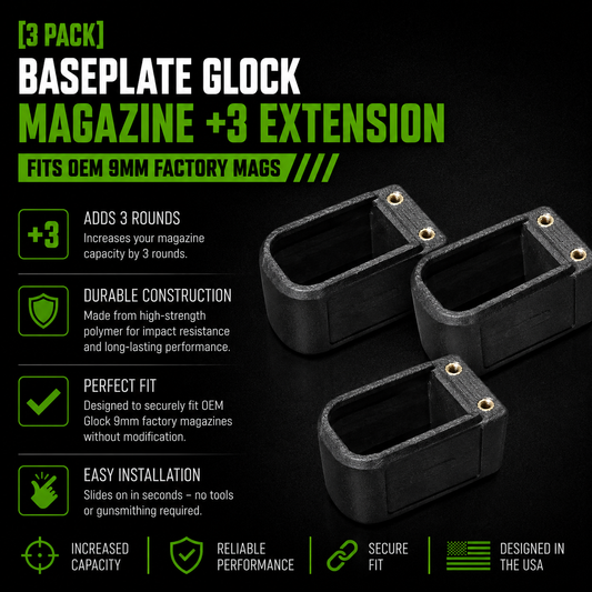 Glock +3 Magazine Baseplate Extension – 3 Pack