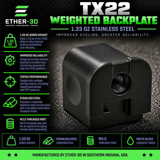 TX22 Weighted Backplate – 1.33 oz Matte Black Cerakote